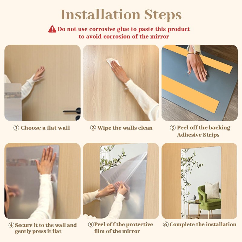 OPONEB Acrylic Mirror | Clear Reflective, Self-Adhesive, Easy to Install,