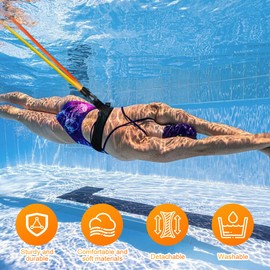 mizikuu Pack of 2 Swimming Belt for Pool, Adjustable Swimming Belt, Adult Pool Swimming Belt, Counter Swimming Trainer for Resistance Training, Speed Training for Children/Adults