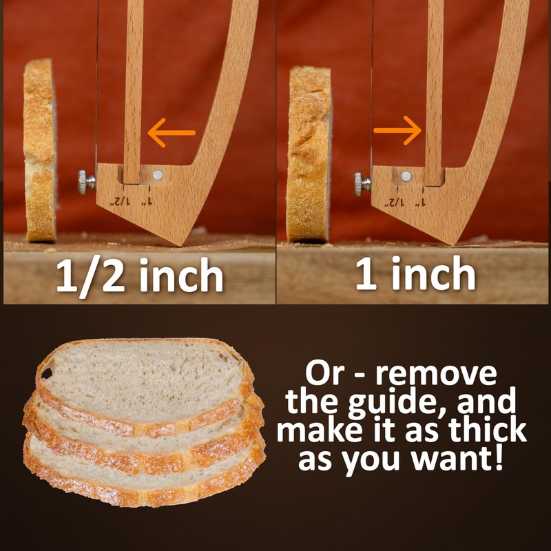 Adjustable Bread Knife for Homemade Bread with 1/2" and 1"