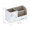 Relaxdays Desk Organiser, Pen Holder with 3 Compartments, Marble Look,