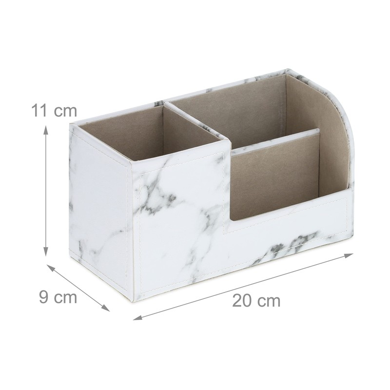Relaxdays Desk Organiser, Pen Holder with 3 Compartments, Marble Look,