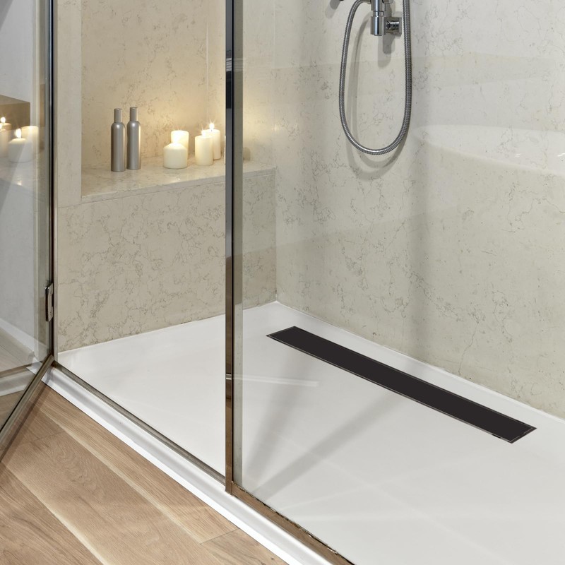 24 Inch Linear Shower Drain Matte Black Floor Drain for
