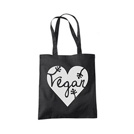 Vegan Heart Tote Bag - black One Size
