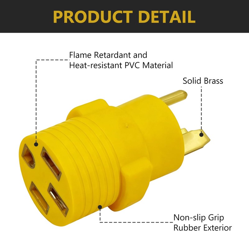 NEMA 14-50P to 14-50R Extension Adapter, 50 Amp Extension Plug