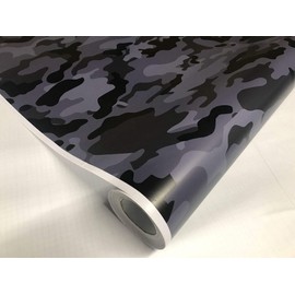 Sky Auto INC Black Gray Camouflage Vinyl Car Wrap Film Sheet + Free Cutter & Squeegee (8FT x 5FT / 96" x 60")