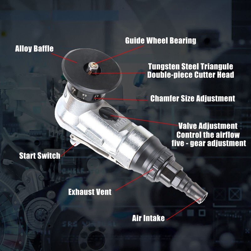 Pneumatic Chamfering Machine, Pneumatic Chamfer Machine Mini 45° Arc Burr