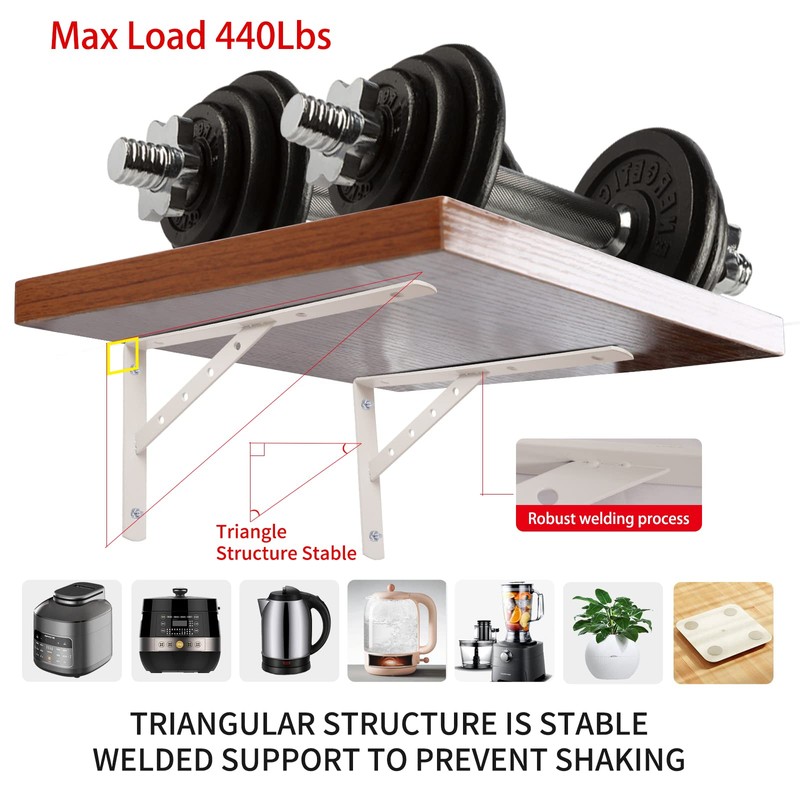Shelf Brackets 16 Inch, Heavy Duty 90 Degree Floating Wall