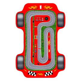Red Race Car Rug 2x3 Feet Kids Rug Race Track Rug,Rug for Boys and Girls Machine Washable Non-Slip Backing Kids Rugs,Toy Car Mat,Kids car Carpet