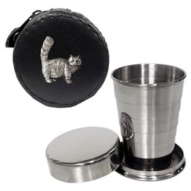 Knight 2oz Collapsible Drinking Cup with Leather Cat Case