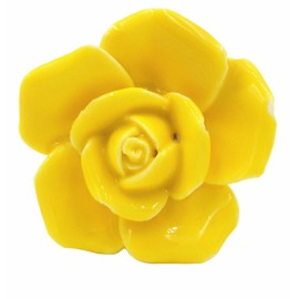 Tecrio 2pcs-Pack Ceramic Vintage Floral Rose Dresser Closet Kitchen Cupboard Deawer Knobs Handle Decor Pulls w/Screws (Yellow)