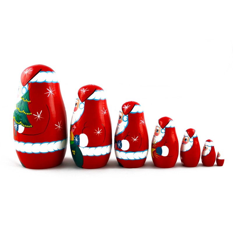 Matryoshka Russian Nesting Doll Babushka Santa Claus Set 7 Pieces