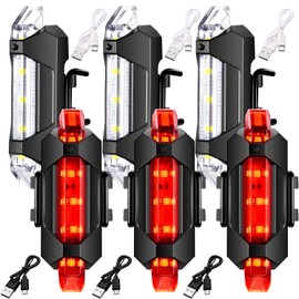 Mudder 6 Pieces Bike Light Front and Rear Bicycle Light USB Rechargeable Waterproof Cycling Headlight and Taillight Flashing Safety Bike Light for City Mountain Bike