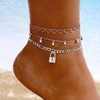 Prosy Layered Heart Ankle Bracelet Silver Ankle Bracelet Bead Key