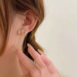 SLUYNZ 925 Sterling Silver Daisy Cuff Earrings Piercings for Women Teenager Girls Flower Wrap Earrings Huggie Stud Earrings, Sterling Silver