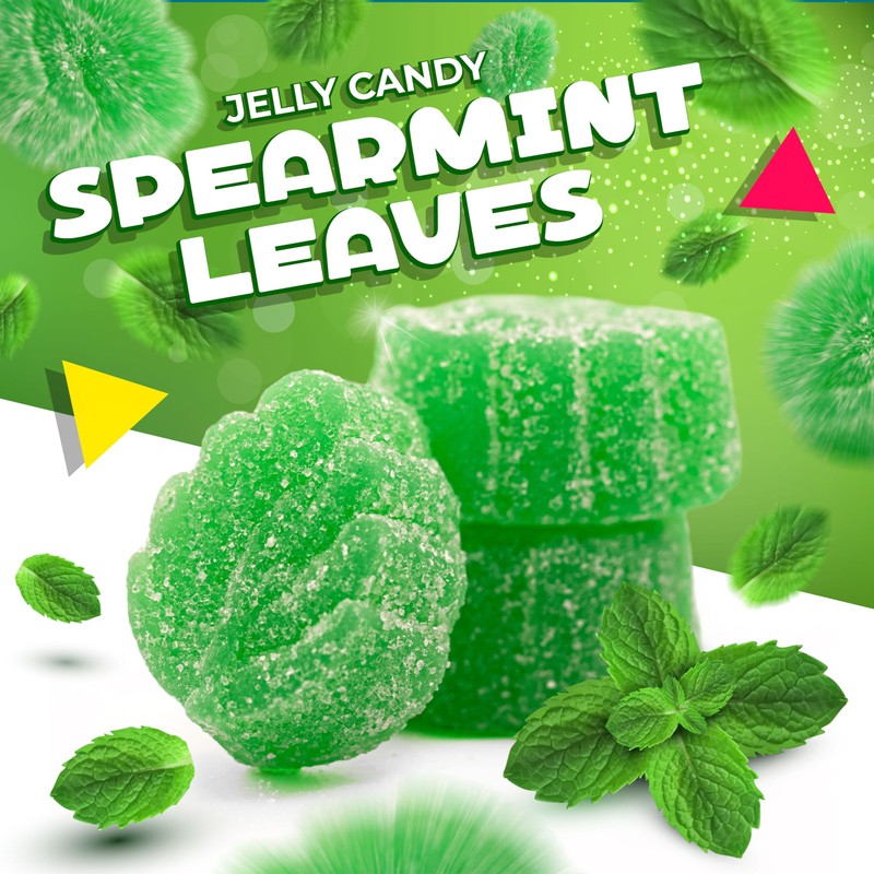 Spearmint Leaves Jelly Candy, Refreshing Slices (2 Pound Bag)
