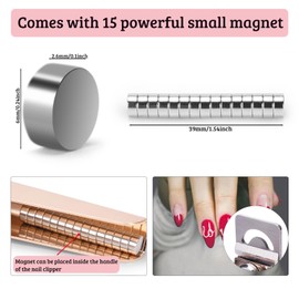 BAMTTOO Nail Clippers with Magnets Sizers for Acrylic Nails Stainless Steel Artificial Fake Nail False Nail Tip Cutter Trimmer Manicure Pedicure Sharp Blade Clip Tool for Home Salon Nail Art (Golden)