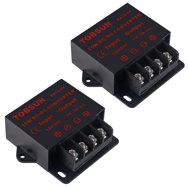 DWEII 2 Pack 12V /24V to 5V 3A Converter,DC Converter