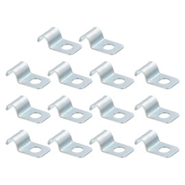 sourcing map 14Pcs 1 Hole Pipe Strap, Fit M4 (1/6") Tube OD, Zinc Plated Iron Conduit Clamp Reinforced Rib for Pipe or Cable Fixing, Silver Tone