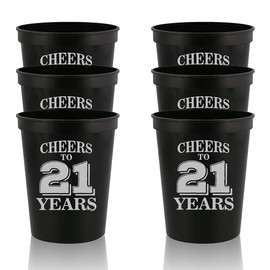 Veracco Cheers To 21 Years Twenty First Stadium Party Cup Funny 21s Birthday Gag Gifts For Him Herr Party Favors Decorations (Black, 12)
