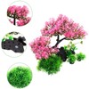 Aquarium Tree Plants Decorations, Artificial Cherry Blossom Tree Grass Set