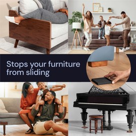 CasterMaster Non Slip Furniture Pads - Square Rubber Anti Skid Caster Cups Leg Coasters - Couch, Chair, Feet, and Bed Stoppers with Anti - Sliding Floor Grip 2'' x 2" (Set of 8) Black