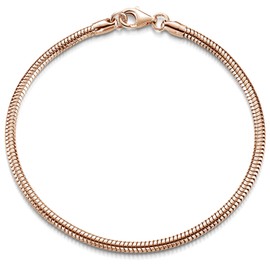 MATERIA by Matthias Wagner Women's Bracelet 925 Silver Rose Gold Plated Snake Chain 3 mm Wide, Sterling Silver