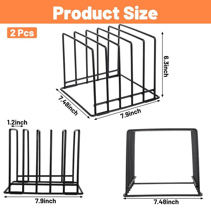 2 Pack 5-Slot Baking Sheet Organizer Rack, Heavy Duty Steel