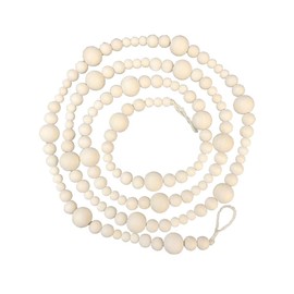 8.2ft Wooden Bead Garland Featuring Natural Wooden Beads for Holiday Christmas Trees Bohemian Decoration DIY Painting Layered Trays Wall Decorations Coffee Tables and Home Hanging