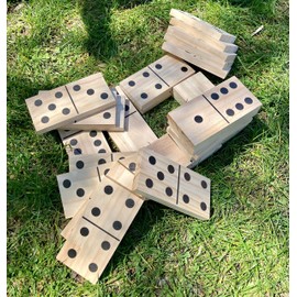 Betoy Domino XXL Wooden 28 Dominoes Domino Game Children's Game Indoor & Outdoor Party Game