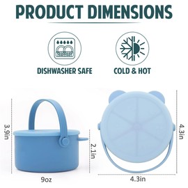 Silicone No Spill Snack Cups for Toddlers – Portable Baby Snack Cup Containers with Dustproof Lid – Dishwasher-Friendly Toddler Spill Proof Cups Without BPA, Lead, or Phthalates – Blue and Pink