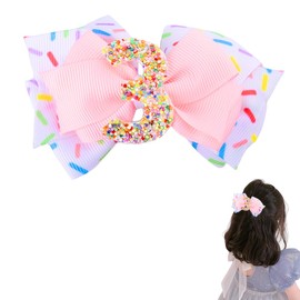 3rd Birthday Decorations Hair Bows for Girls Daughter Granddaughter 3 Year Old Birthday Bow Hair Clips Ice Cream Hair Accessories for Baby Girl 3rd Birthday Outfit Girl Hair Barrettes