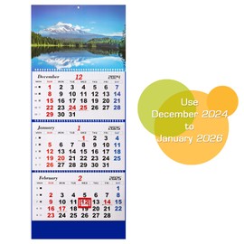 Whchiy Wall Calendar 2025 3 Month Display Vertical Calendar 13.2" x 32.7" Dec 2024 to Jan 2026 Monthly Planner for Daily Organizing and Planning