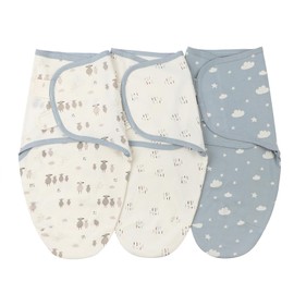 insular Baby Swaddle Sacks, Swaddle Blanket for Newborn and Infant, Adjustable Velcro Set for Boy and Girl, Soft Cotton Baby Sleep Sack 3 Pack, Sheep&Cloud, Medium(3-6 Month)