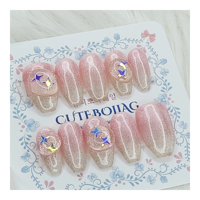 Shiny Magnetic Handmade Nail Tips - Water Drop / 샤이니