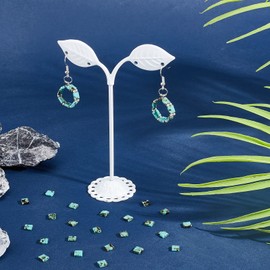 NBEADS 152 Pcs Opaque Glass Tila Beads, Antique Style 2-Hole Glass Pony Beads Rectangle Loose Beads for Christmas Jewelry Design Necklace Bracelet Earring Making, Medium Sea Green