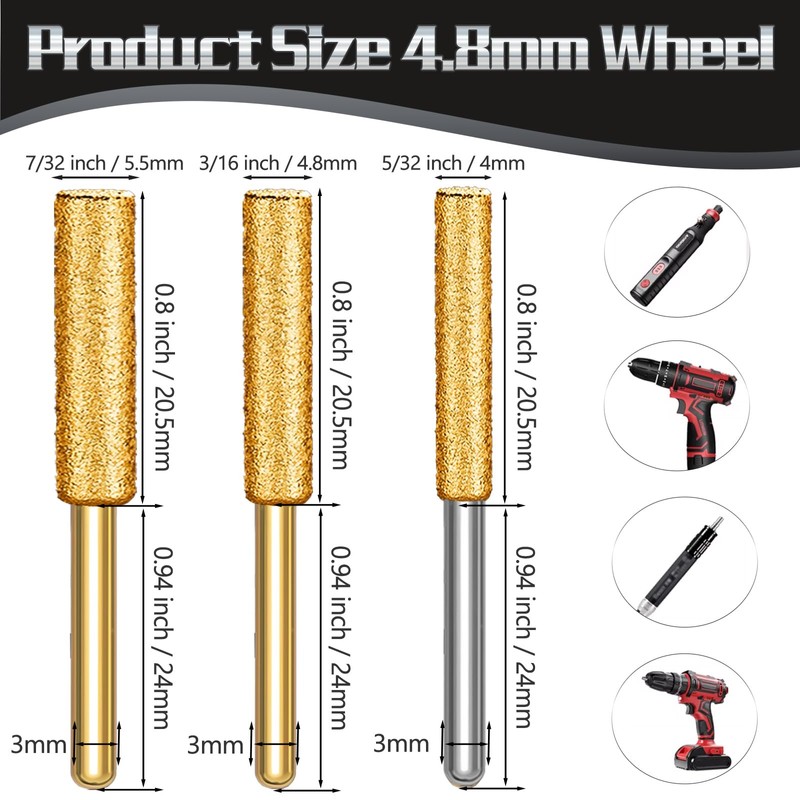 Jiozermi 30 Pcs 1/8" Chainsaw Sharpening Stones Diamond Chainsaw Sharpener