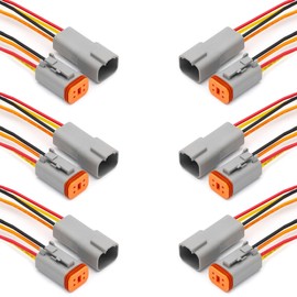 kuosbiu 6Pack Deutsch DT 4 Pin Connector, Waterproof Electrical Connector Male and Female Plug Wiring Harness with 16AWG Cable Wire for Car Truck Boats LED