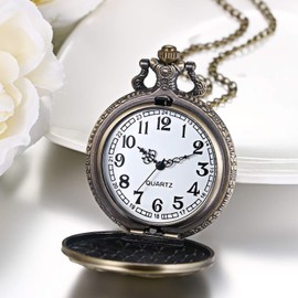 JewelryWe Love Dad Love Son Quartz Pocket Watch Gothic Gift for Father's Day Valentine's Day, Bear motif, Christmas Day, birthday