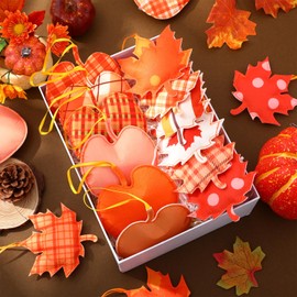 Hahafelt 57 Pcs Fall Thanksgiving Tree Ornaments 3D Pumpkin Hanging Ornaments Felt Maple Leaf Fall Decoration for Home Farmhouse Harvest Autumn Tree Decoration