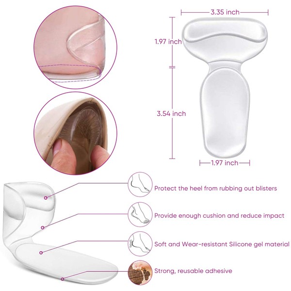 Heel Cushion Inserts and Metatarsal Pads for Women, 3 Pairs Heel Grips and 3 Pairs Ball of Foot Cushions, Silicone Shoe Pads Insoles for High Heels, Blister Prevention for Too Big Shoes …