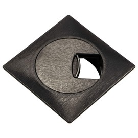 Gedotec Cable guide desk made of sturdy ABS plastic, 1 piece square cable passage 60 mm, plaza, cable box, black, cable guide square for push-in cable duct desk