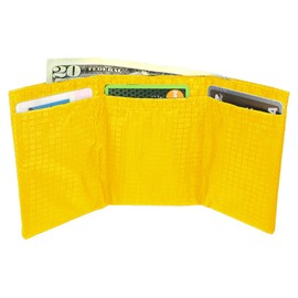 Ultralight Thin Slim Trifold Minimalist Wallet for Men & Women. Vegan. No Animal Products Used. Great For Front Pocket. Ultra-Compact Travel Partner (Canary Yellow), Canary Yellow, Small, Minimalist