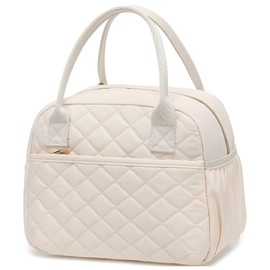 LOIDOU Insulated Lunch Bag Small Cooler Bag for Office School Travel (Beige)