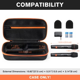 ProCase Microphone Case for JBL Speaker Wireless Two Microphone System, Hard EVA Handheld Dual Mic Travel Bag, Portable Carrying Storage Box for Karaoke,Receiver, Batteries Accessories Holder -Black