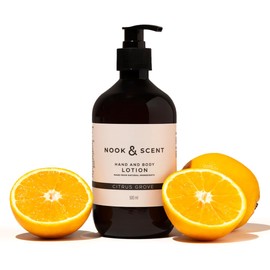 Crema Hidratante Corporal y de Manos Cítrico 500 ml | Fórmula Vegana con Aceite de Almendras y Aguacate | Sin Sulfatos ni Parabenos | Aroma Fresco y Energizante | NOOK & SCENT