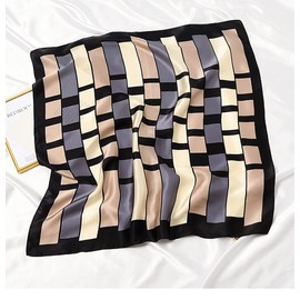 新品 100% Pure Mulberry Silk Medium Square Scarf Head Scarf for Women 27"'x27"(in) Natural Silk Neckerchief Printed Headscarf with Gift Packed