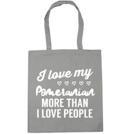Hippowarehouse I love my pomeranian more than I love people Tote Shopping Gym Beach Bag 42cm x38cm, 10 litres
