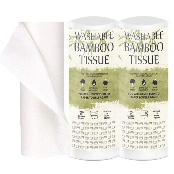 TANNESS 2 x Bamboo Kitchen Rolls | Washable Kitchen Towels