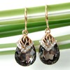 Navachi 18k Gold Plated Crystal Flower Pattern Water Drop Grey