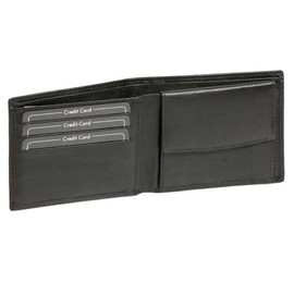 Men's and Women's wallet horizontal format LEAS MCL, Genuine Leather, black - ''LEAS Arrow-Line''